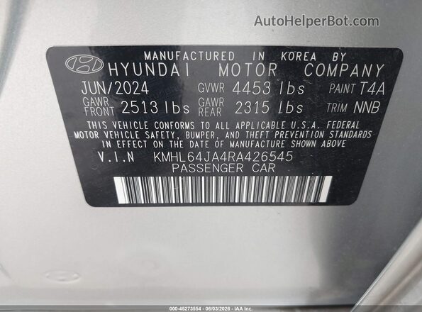 KMHL64JA4RA426545 2024 HYUNDAI SONATA Silver Engine compartment view