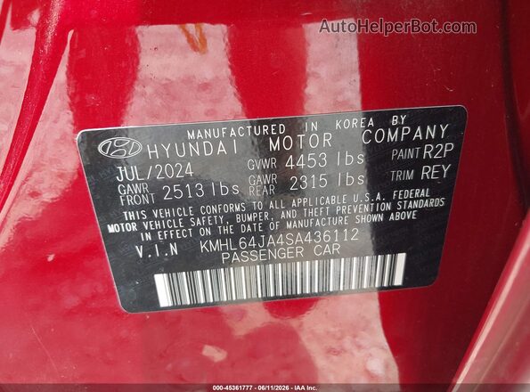 KMHL64JA4SA436112 2025 HYUNDAI SONATA Red 