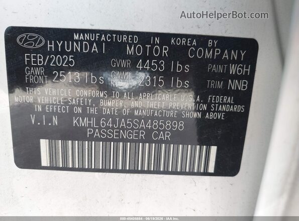 KMHL64JA5SA485898 2025 HYUNDAI SONATA White Engine compartment view