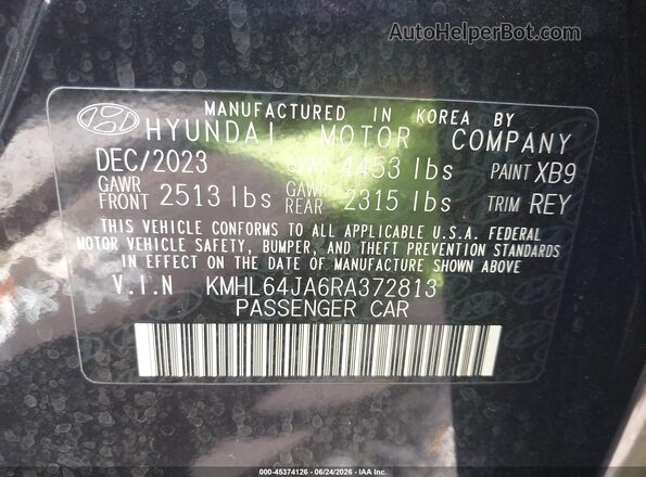 KMHL64JA6RA372813 2024 HYUNDAI SONATA Black ძრავის განყოფილების ხედი