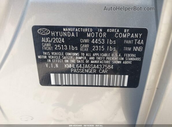 KMHL64JA6SA437584 2025 HYUNDAI SONATA Silver Vista del compartimento del motor