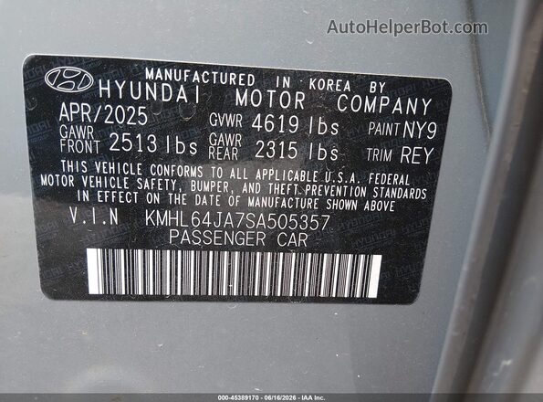 KMHL64JA7SA505357 2025 HYUNDAI SONATA Gray Engine compartment view