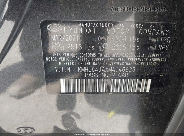 KMHL64JAXMA146623 2021 HYUNDAI SONATA Серый Вид подкапотного пространства