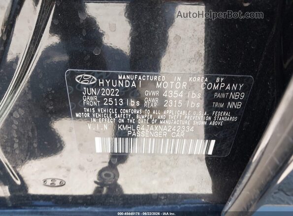 KMHL64JAXNA242334 2022 HYUNDAI SONATA Black Widok komory silnika