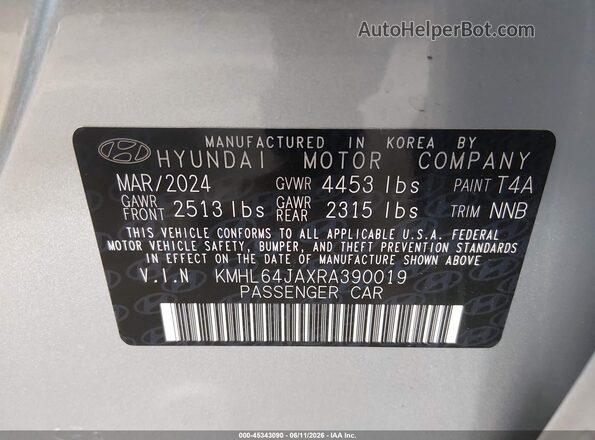 KMHL64JAXRA390019 2024 HYUNDAI SONATA Silver ძრავის განყოფილების ხედი