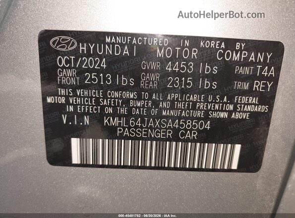 KMHL64JAXSA458504 2025 HYUNDAI SONATA Silver ძრავის განყოფილების ხედი