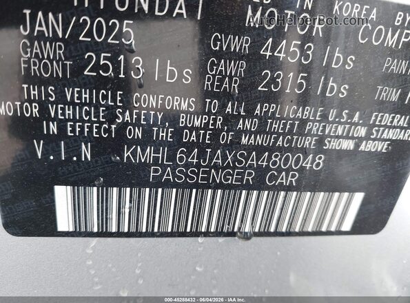 KMHL64JAXSA480048 2025 HYUNDAI SONATA Серебряный Вид подкапотного пространства