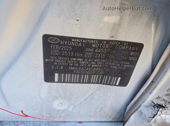 KMHL64JAXSA493706 2025 HYUNDAI SONATA White 