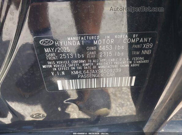 KMHL64JAXSA509239 2025 HYUNDAI SONATA Black Vista del compartimento del motor