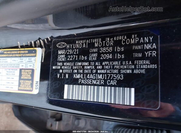 KMHLL4AG1MU177593 2021 HYUNDAI ELANTRA Черный Вид подкапотного пространства