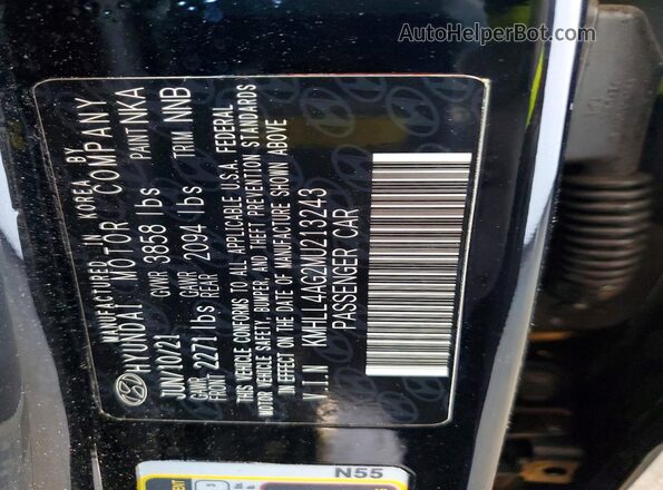 KMHLL4AG2MU213243 2021 HYUNDAI ELANTRA Black Вид підкапотного простору