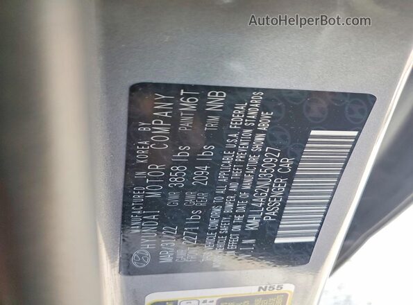 KMHLL4AG2NU350927 2022 HYUNDAI ELANTRA Silver VIN կոդի պիտակի տեսք