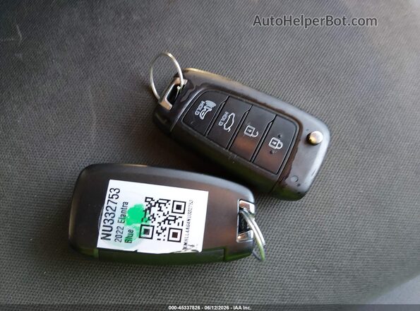 KMHLL4AG4NU332753 2022 HYUNDAI ELANTRA Blue წინა პანელის ხედი