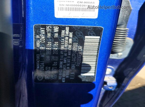 KMHLL4AG7PU499501 2023 HYUNDAI ELANTRA Blue Вид підкапотного простору