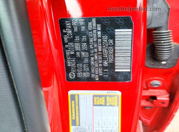 KMHLL4AG9PU520493 2023 HYUNDAI ELANTRA Red Widok komory silnika