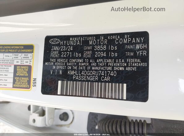 KMHLL4DG0RU741740 2024 HYUNDAI ELANTRA Белый Вид подкапотного пространства