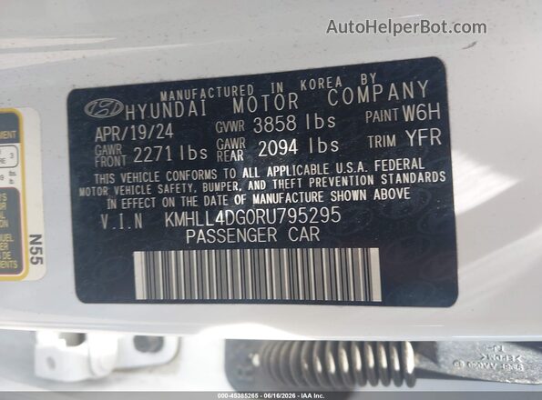 KMHLL4DG0RU795295 2024 HYUNDAI ELANTRA Белый Вид подкапотного пространства