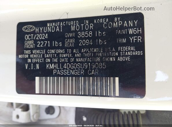 KMHLL4DG0SU919085 2025 HYUNDAI ELANTRA White Widok komory silnika