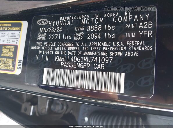 KMHLL4DG1RU741097 2024 HYUNDAI ELANTRA Black ძრავის განყოფილების ხედი