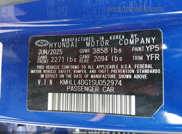 KMHLL4DG1SU052974 2025 HYUNDAI ELANTRA Blue Շարժիչի բաժամունքի տեսք