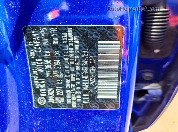 KMHLL4DG4RU849780 2024 HYUNDAI ELANTRA Blue Շարժիչի բաժամունքի տեսք
