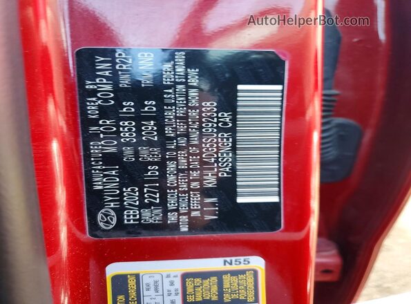 KMHLL4DG5SU992338 2025 HYUNDAI ELANTRA Red Շարժիչի բաժամունքի տեսք