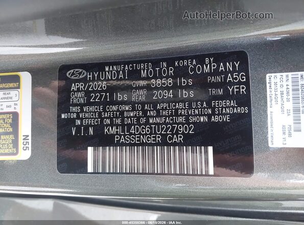 KMHLL4DG6TU227902 2026 HYUNDAI ELANTRA Gray ძრავის განყოფილების ხედი