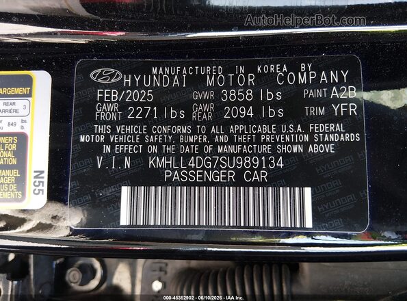 KMHLL4DG7SU989134 2025 HYUNDAI ELANTRA Black Engine compartment view
