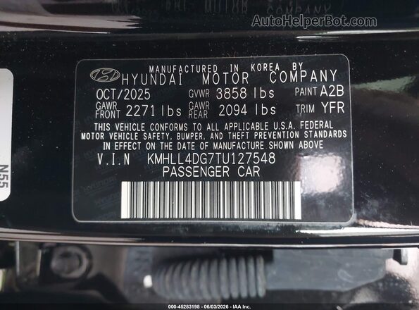 KMHLL4DG7TU127548 2026 HYUNDAI ELANTRA Black Vista del compartimento del motor