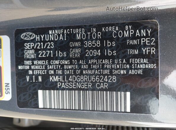 KMHLL4DG8RU662428 2024 HYUNDAI ELANTRA Gray ძრავის განყოფილების ხედი