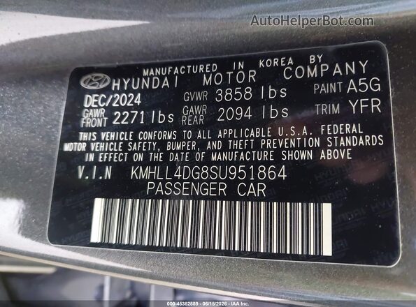 KMHLL4DG8SU951864 2025 HYUNDAI ELANTRA Gray Вид підкапотного простору