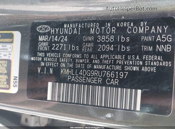 KMHLL4DG9RU766197 2024 HYUNDAI ELANTRA Gray Widok komory silnika