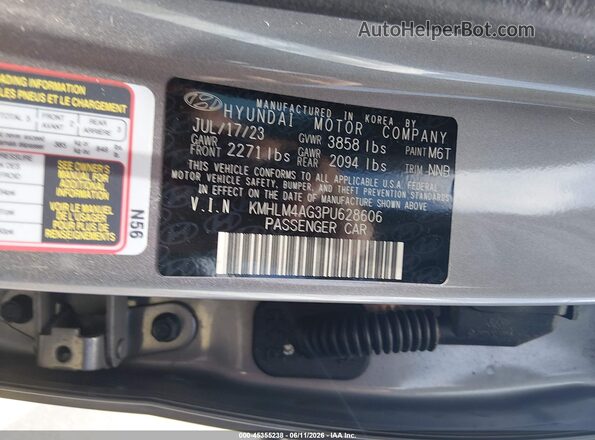 KMHLM4AG3PU628606 2023 HYUNDAI ELANTRA Gray Շարժիչի բաժամունքի տեսք