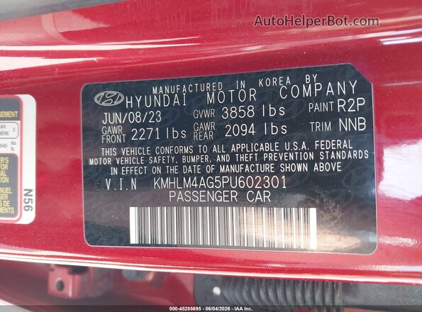KMHLM4AG5PU602301 2023 HYUNDAI ELANTRA Red Widok komory silnika