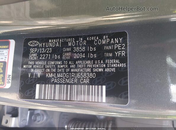 KMHLM4DG1RU658380 2024 HYUNDAI ELANTRA Серый Вид подкапотного пространства