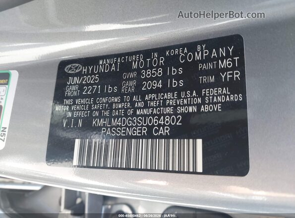 KMHLM4DG3SU064802 2025 HYUNDAI ELANTRA Gray Engine compartment view