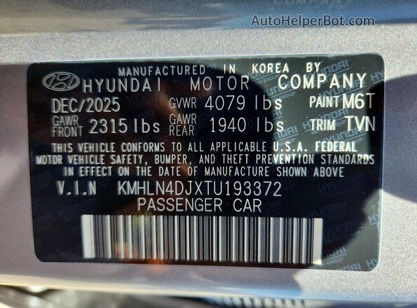 KMHLN4DJXTU193372 2026 HYUNDAI ELANTRA Silver Widok komory silnika