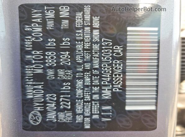 KMHLP4AG6PU503137 2023 HYUNDAI ELANTRA Gray VIN sticker view