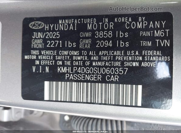 KMHLP4DG0SU060357 2025 HYUNDAI ELANTRA Silver 