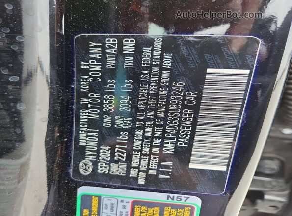 KMHLP4DG3SU893246 2025 HYUNDAI ELANTRA Черный Вид подкапотного пространства