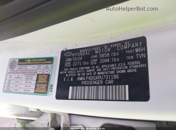 KMHLP4DGXRU731186 2024 HYUNDAI ELANTRA Белый 
