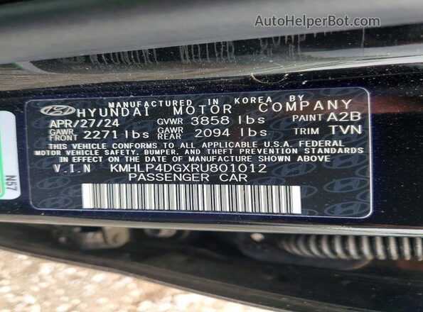 KMHLP4DGXRU801012 2024 HYUNDAI ELANTRA Черный Вид наклейки с VIN-кодом