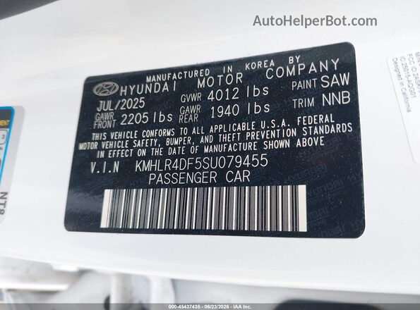 KMHLR4DF5SU079455 2025 HYUNDAI ELANTRA White Engine compartment view