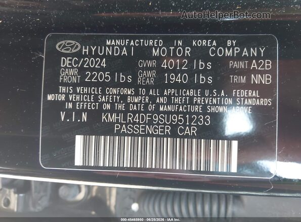 KMHLR4DF9SU951233 2025 HYUNDAI ELANTRA Black ძრავის განყოფილების ხედი