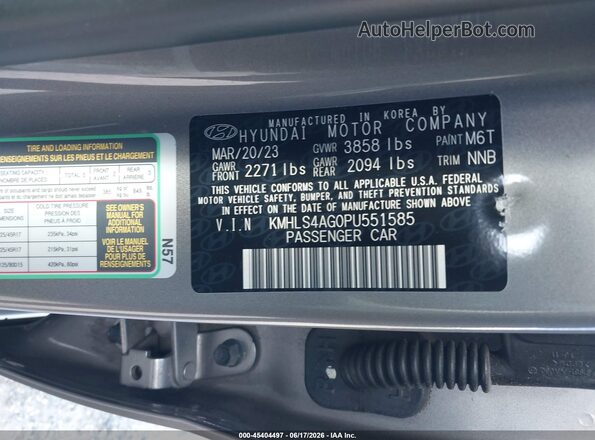 KMHLS4AG0PU551585 2023 HYUNDAI ELANTRA Gray Widok komory silnika
