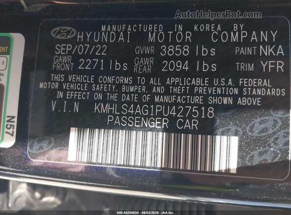 KMHLS4AG1PU427518 2023 HYUNDAI ELANTRA Black Вид підкапотного простору