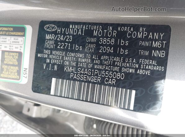 KMHLS4AG1PU555080 2023 HYUNDAI ELANTRA Gray Vista del compartimento del motor