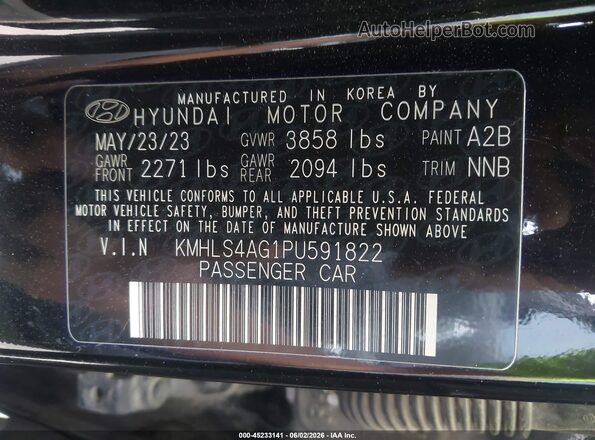 KMHLS4AG1PU591822 2023 HYUNDAI ELANTRA Black Vista del compartimento del motor