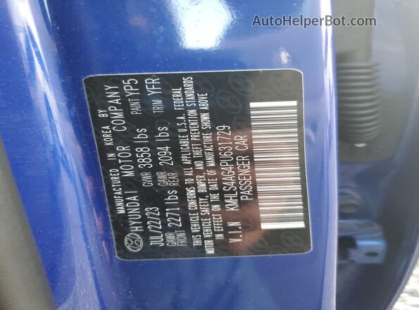 KMHLS4AG4PU631729 2023 HYUNDAI ELANTRA Blue Շարժիչի բաժամունքի տեսք