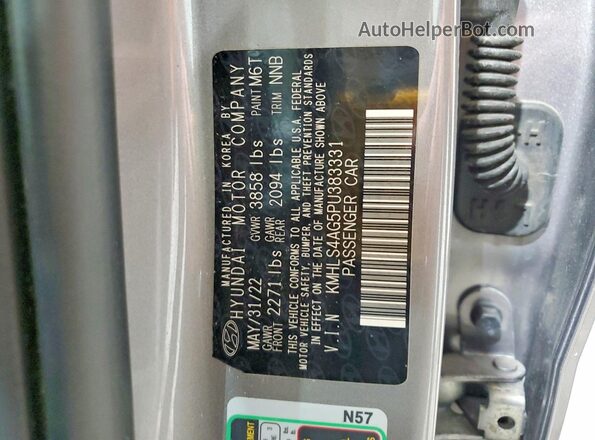 KMHLS4AG5PU383331 2023 HYUNDAI ELANTRA Silver 